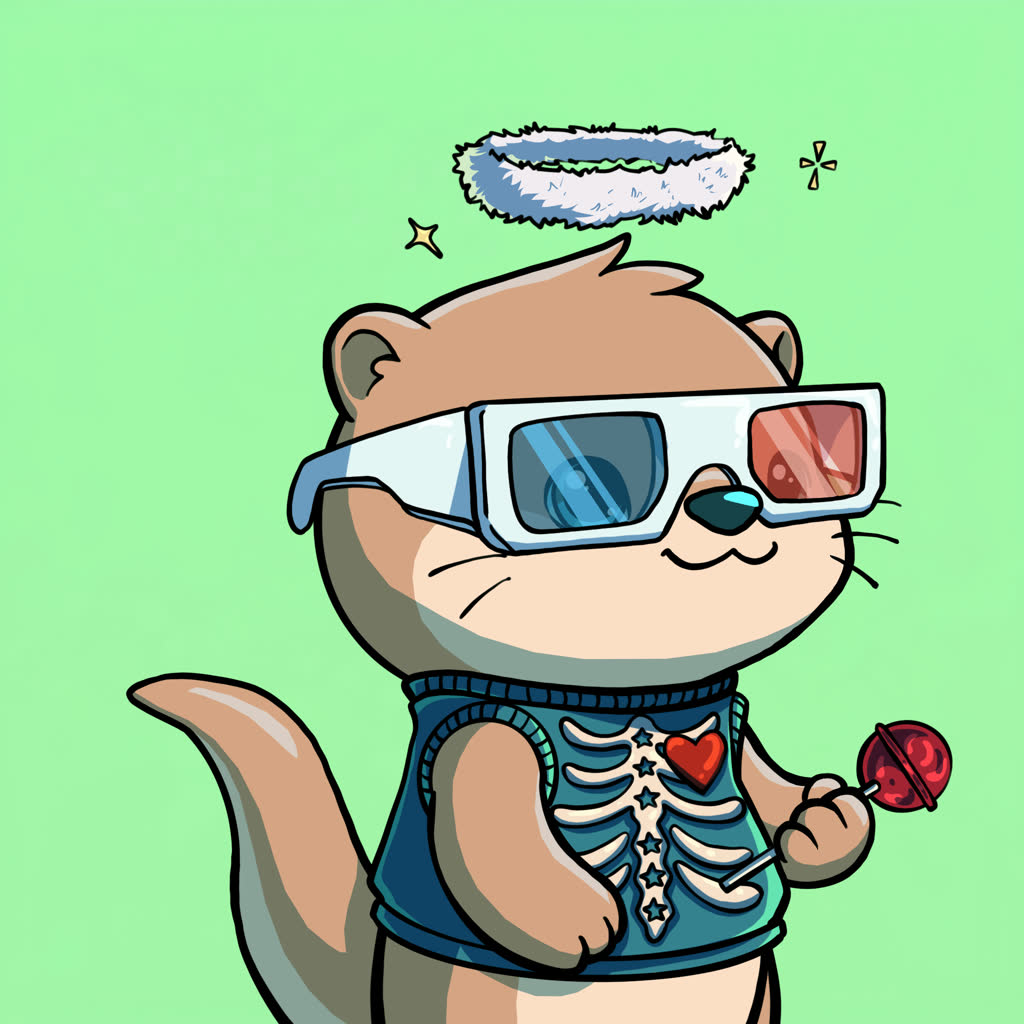 Lost Otter wearing an ice cream hat and glasses